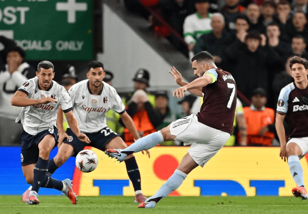 4球,麦金是近3个赛季欧战禁区外射门得分次数最多球员